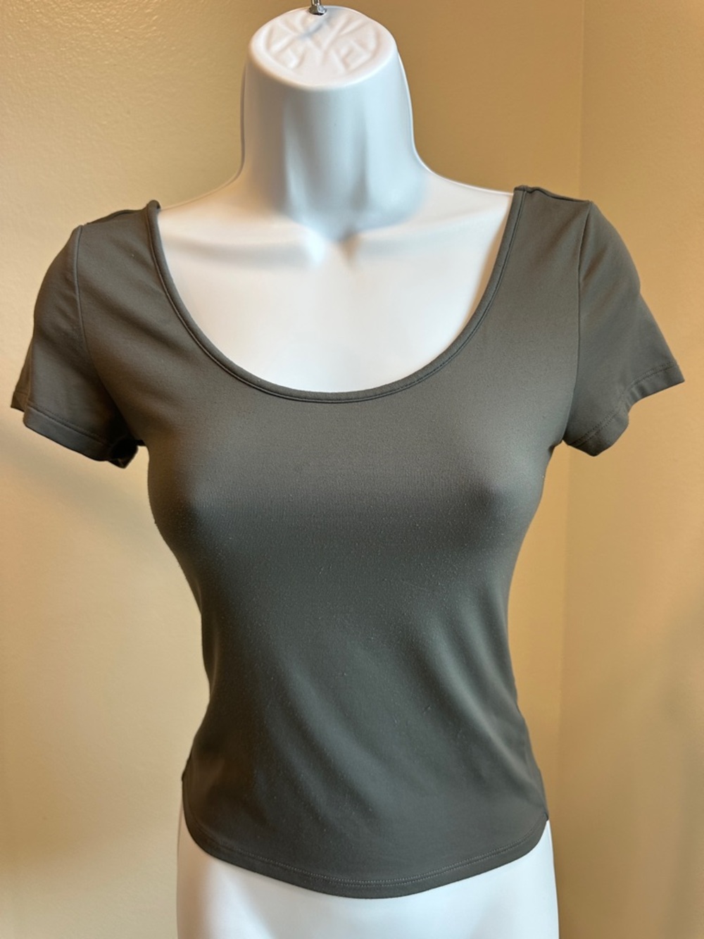 H&M Olive Scoop Neck Short Sleeve Tee